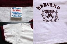 画像3: 80s USA製 Championチャンピオン HARVARD 染み込みプリント リンガーTシャツ 白×バーガンディ XL (3)