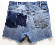 画像2: 70s USA製 Levi'sリーバイス 646 パッチワーク リペア カットオフ デニム ショートパンツ ボロ w34★ショーツ (2)