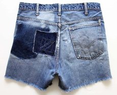 画像2: 70s Levi'sリーバイス 646 パッチワーク リペア カットオフ デニム ショートパンツ ボロ w34★ショーツ (2)