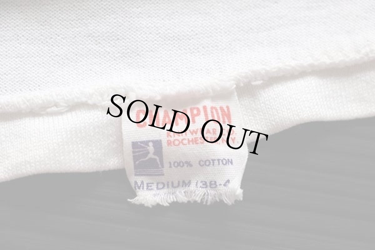 画像4: 60s CHAMPIONチャンピオン ランタグ LAKEWOOD ウイングフット 染み込みプリント コットン タンクトップ 白 M (4)