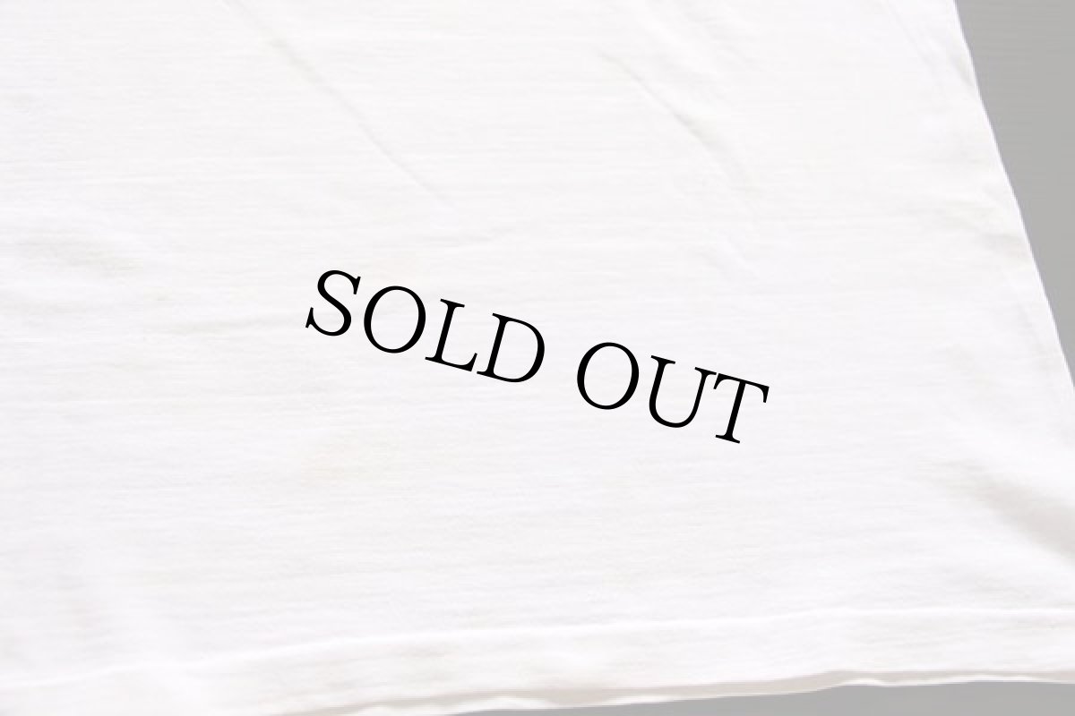 画像7: 60s CHAMPIONチャンピオン プロダクツ OCEANSIDE ウイングフット 三段中抜き 染み込みプリント コットン リンガーTシャツ 白×紺 M (7)