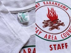 画像3: 60s BSA ボーイスカウト CAMP KARANKAWA 染み込みプリント コットンTシャツ 白 L (3)