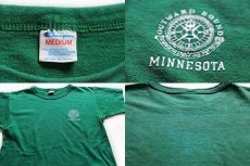 画像4: 80s USA製 Championチャンピオン OUTWARD BOUND MINNESOTA フェルトプリント コットンTシャツ 緑 M (4)