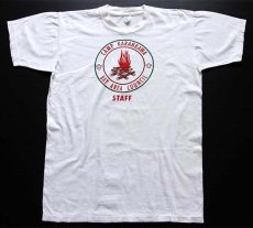 画像2: 60s BSA ボーイスカウト CAMP KARANKAWA 染み込みプリント コットンTシャツ 白 L (2)