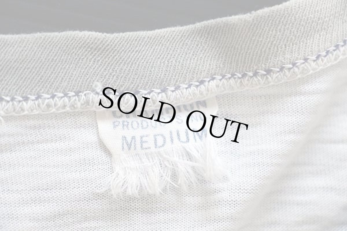 画像5: 60s CHAMPIONチャンピオン プロダクツ 五段中抜き 染み込みプリント コットン リンガーTシャツ 白×グレー M (5)