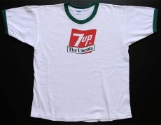 画像2: 70s USA製 Championチャンピオン 7up The Uncola 染み込みプリント コットン リンガーTシャツ 白×緑 L (2)