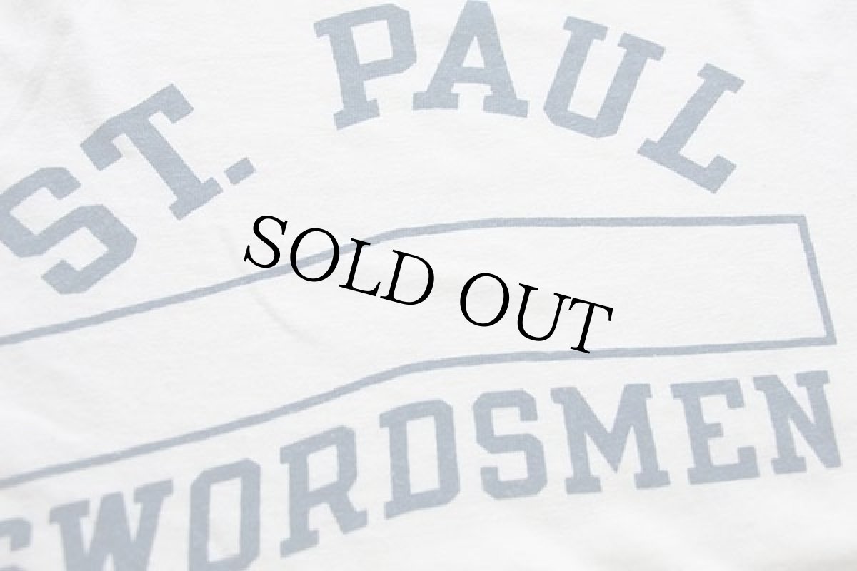 画像3: 70s USA製 Championチャンピオン ST.PAUL SWORDSMEN 染み込みプリント コットンTシャツ 白 L (3)