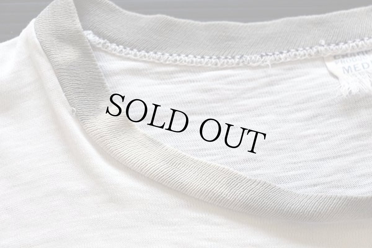 画像7: 60s CHAMPIONチャンピオン プロダクツ 五段中抜き 染み込みプリント コットン リンガーTシャツ 白×グレー M (7)