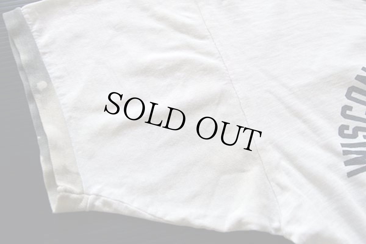 画像8: 60s CHAMPIONチャンピオン プロダクツ 五段中抜き 染み込みプリント コットン リンガーTシャツ 白×グレー M (8)