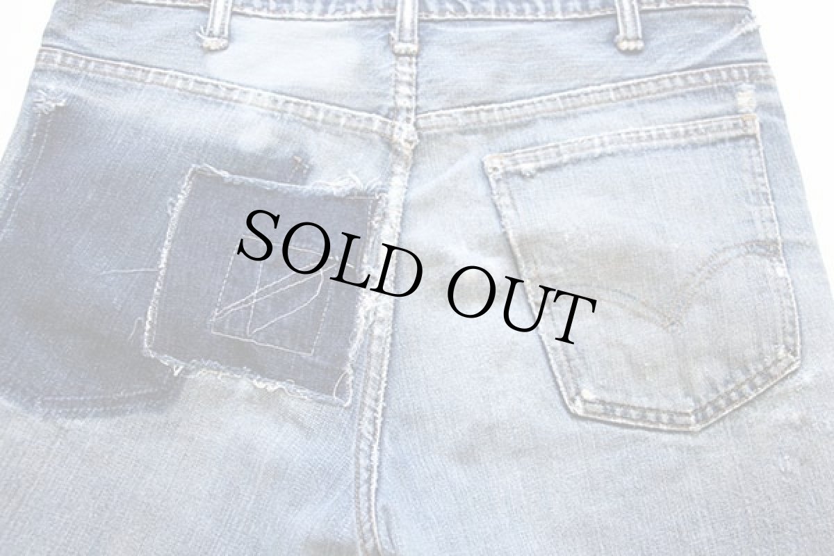 画像5: 70s USA製 Levi'sリーバイス 646 パッチワーク リペア カットオフ デニム ショートパンツ ボロ w34★ショーツ (5)