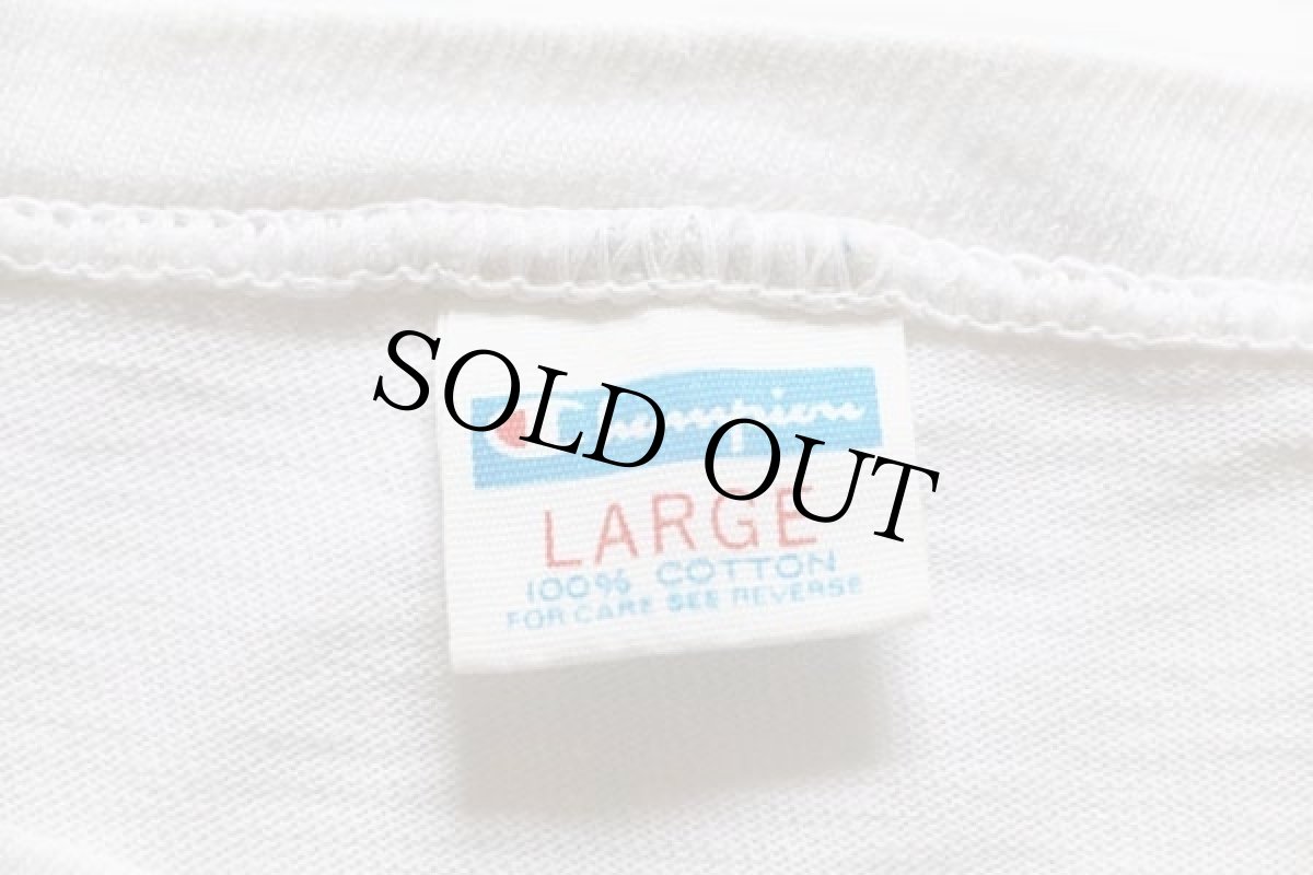 画像4: 70s USA製 Championチャンピオン ST.PAUL SWORDSMEN 染み込みプリント コットンTシャツ 白 L (4)