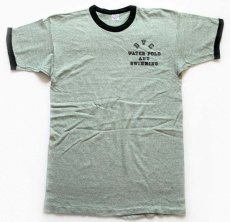 画像2: 60s USA製 CHAMPIONチャンピオン プロダクツ DVC 染み込みプリント コットン リンガーTシャツ 杢グリーン XL (2)