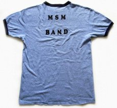 画像3: 70s USA製 Hanes I'M A BANDIE !! MSM BAND ライオン 指揮者 リンガーTシャツ 杢ブルー×紺 L (3)