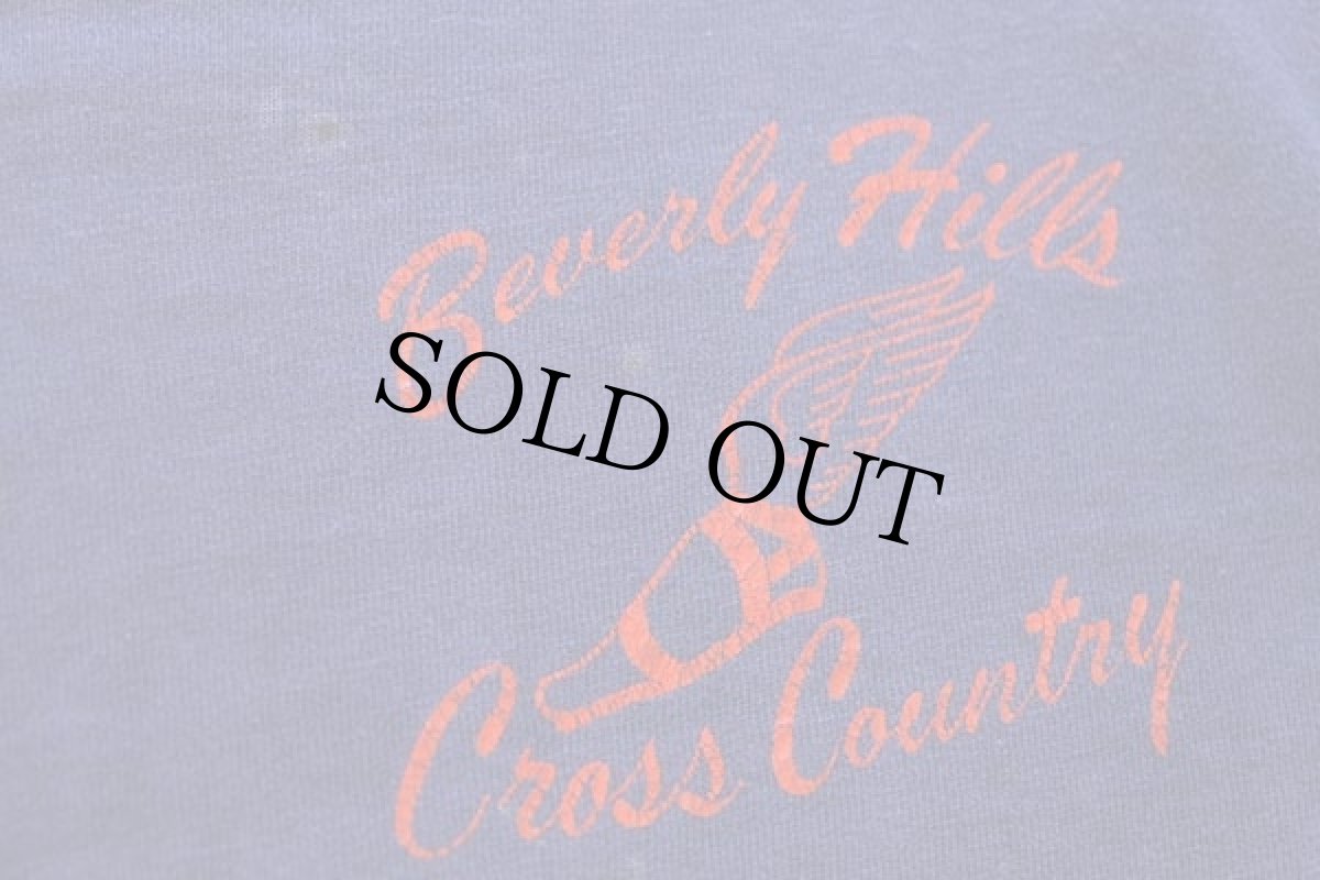 画像5: 70s USA製 RUSSELLラッセル Beverly Hills Cross Country ウイングフット コットンTシャツ ナス紺 フェード M (5)