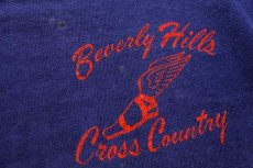 画像5: 70s USA製 RUSSELLラッセル Beverly Hills Cross Country ウイングフット コットンTシャツ ナス紺 フェード M (5)