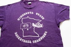 画像1: 70s USA製 Championチャンピオン MINNESOTA STATE BASKETBALL CHAMPIONS コットンTシャツ 紫 L (1)