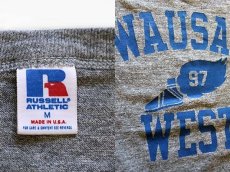 画像3: 90s USA製 RUSSELLラッセル WAUSAU WEST ウイングフット 三段中抜き Tシャツ 杢グレー M (3)