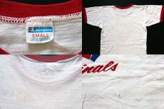 画像3: 70s USA製 Championチャンピオン MARSHALL-U Cardinals 染み込みプリント コットン リンガーTシャツ 白×赤 S (3)