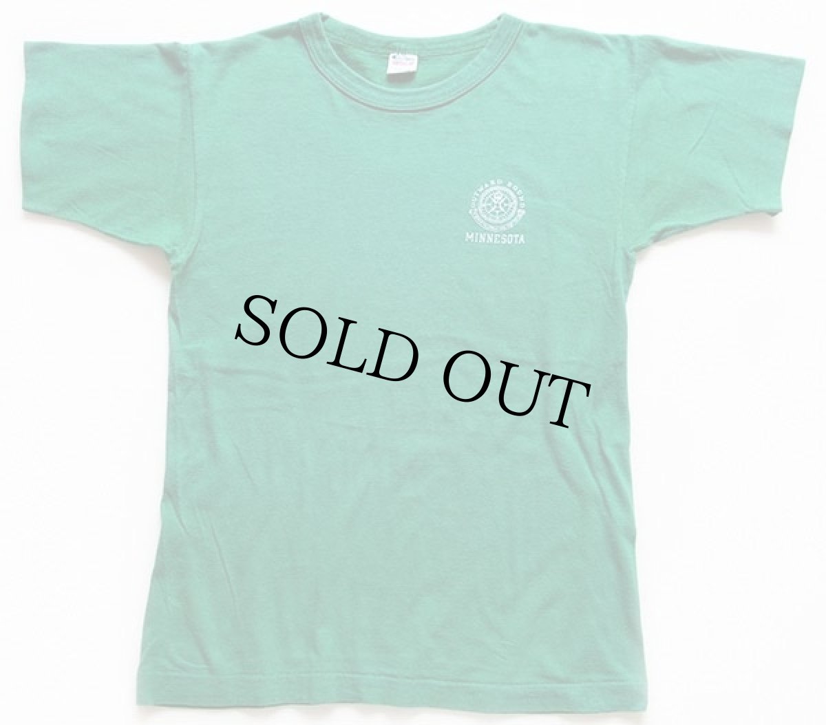 画像2: 80s USA製 Championチャンピオン OUTWARD BOUND MINNESOTA フェルトプリント コットンTシャツ 緑 M (2)