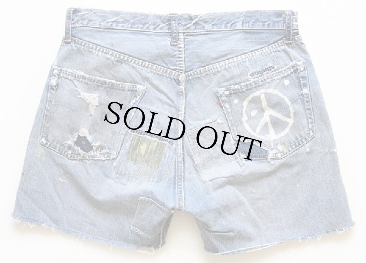 画像2: 60s LEVI'Sリーバイス 501XX ダメージ&ブリーチ カットオフ デニム ショートパンツ w34★ショーツ (2)