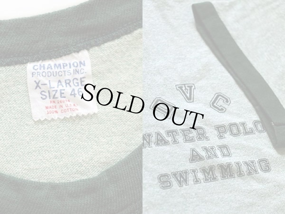 画像3: 60s USA製 CHAMPIONチャンピオン プロダクツ DVC 染み込みプリント コットン リンガーTシャツ 杢グリーン XL (3)
