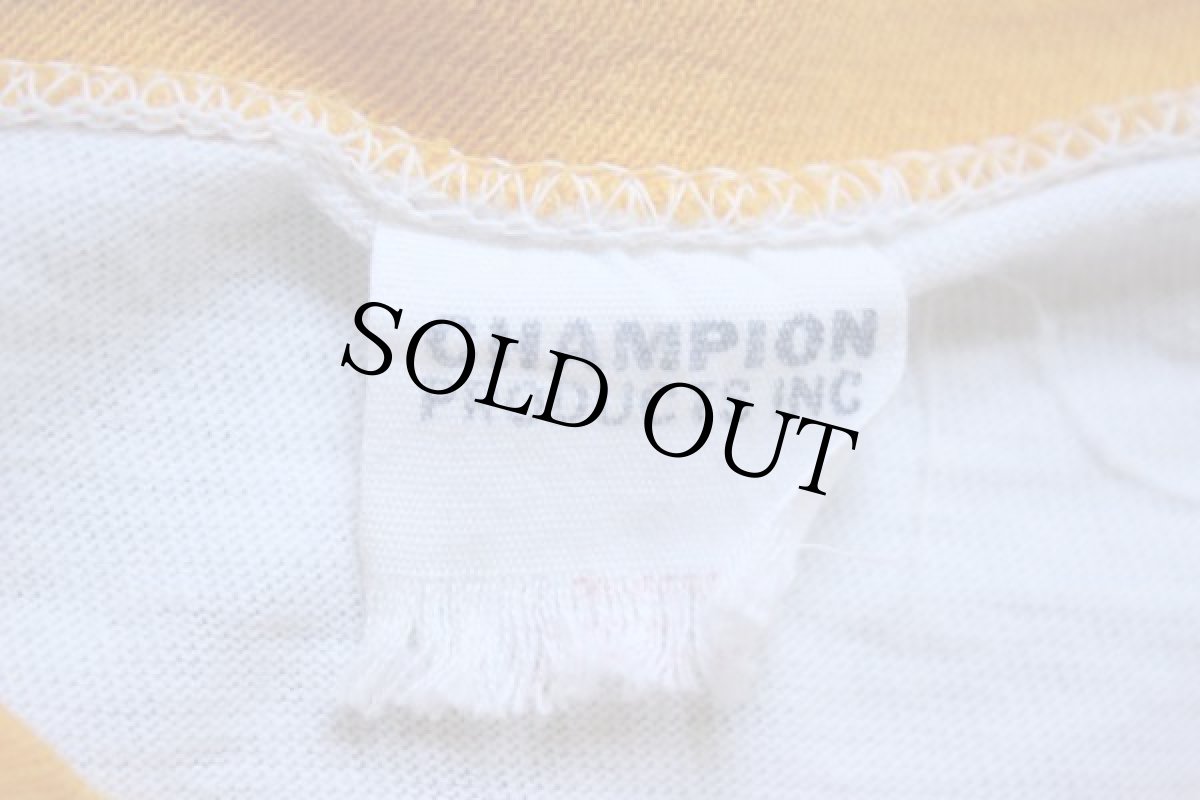 画像5: 60s CHAMPIONチャンピオン プロダクツ HERVEY WALLBANGER? 両面 染み込みプリント リンガーTシャツ 白×黄 (5)