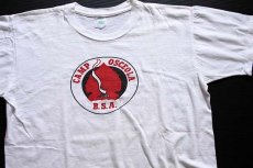 画像1: 60s BSA ボーイスカウト CAMP OSCEOLA 染み込みプリント コットンTシャツ 白 (1)