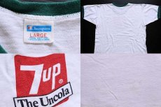 画像3: 70s USA製 Championチャンピオン 7up The Uncola 染み込みプリント コットン リンガーTシャツ 白×緑 L (3)