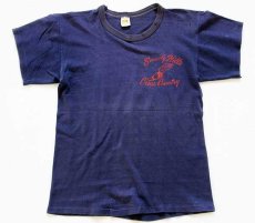 画像2: 70s USA製 RUSSELLラッセル Beverly Hills Cross Country ウイングフット コットンTシャツ ナス紺 フェード M (2)