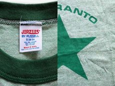 画像3: デッドストック★80s USA製 ESPERANTO スター 染み込みプリント リンガーTシャツ 杢グリーン S (3)