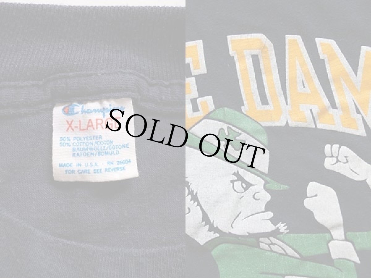 画像3: 80s USA製 Championチャンピオン NOTRE DAME Tシャツ 紺 XL (3)