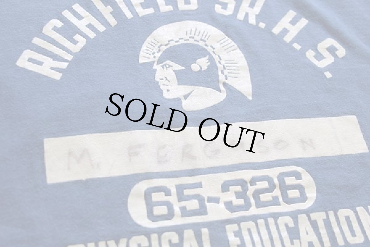 画像3: 60s CHAMPIONチャンピオン ランタグ RICHFIELD SR.H.S. PHYSICAL EDUCATION 五段中抜き コットンTシャツ 青 M (3)