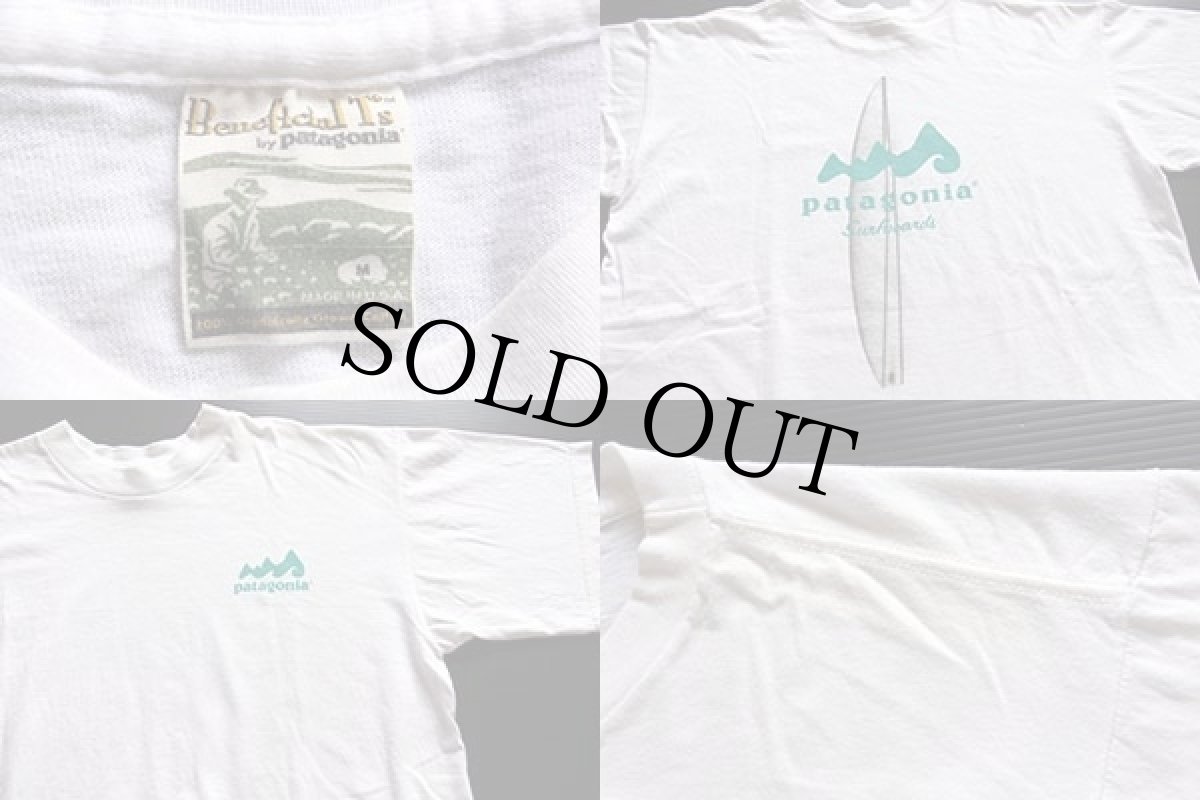 画像4: 90s USA製 patagoniaパタゴニア Beneficial T's Surfboards オーガニックコットンTシャツ 白 M (4)