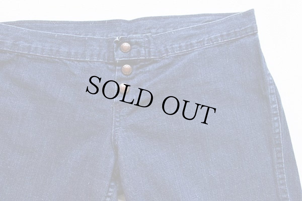 画像3: 70s PLUSH BOTTOMS ベルボトム インディゴ デニムパンツ w34 (3)