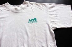 画像1: 90s USA製 patagoniaパタゴニア Beneficial T's Surfboards オーガニックコットンTシャツ 白 M (1)