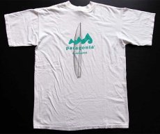 画像1: 90s USA製 patagoniaパタゴニア Beneficial T's Surfboards オーガニックコットンTシャツ 白 M (1)