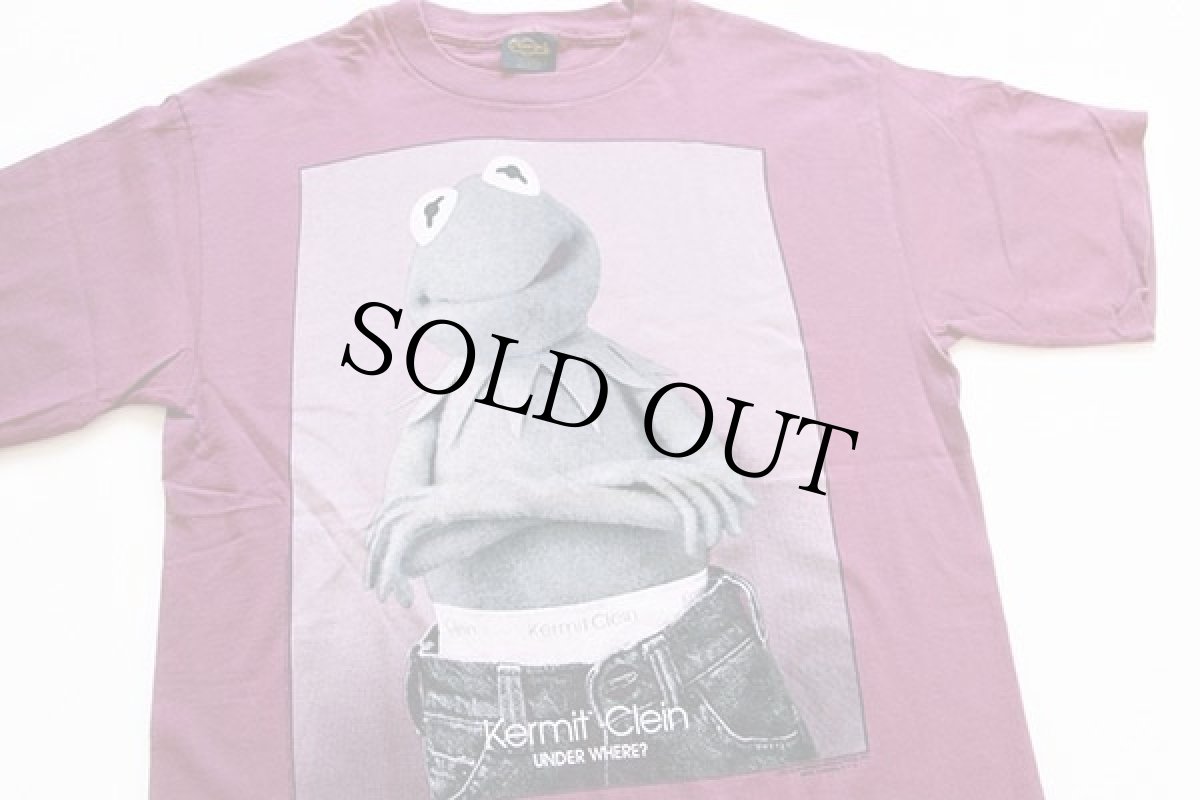 画像1: 90s USA製 Kermit Clein カーミット クライン コットンTシャツ ワインレッド L (1)