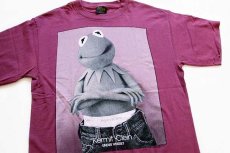 画像1: 90s USA製 Kermit Clein カーミット クライン コットンTシャツ ワインレッド L (1)