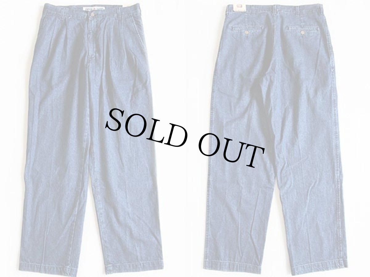 画像2: デッドストック★90s FADED GLORY ツータック デニム トラウザーズ w33 L30 (2)