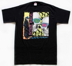 画像2: デッドストック★80s USA製 BONE BROS. スカル 蛍光プリント Tシャツ 黒 M (2)