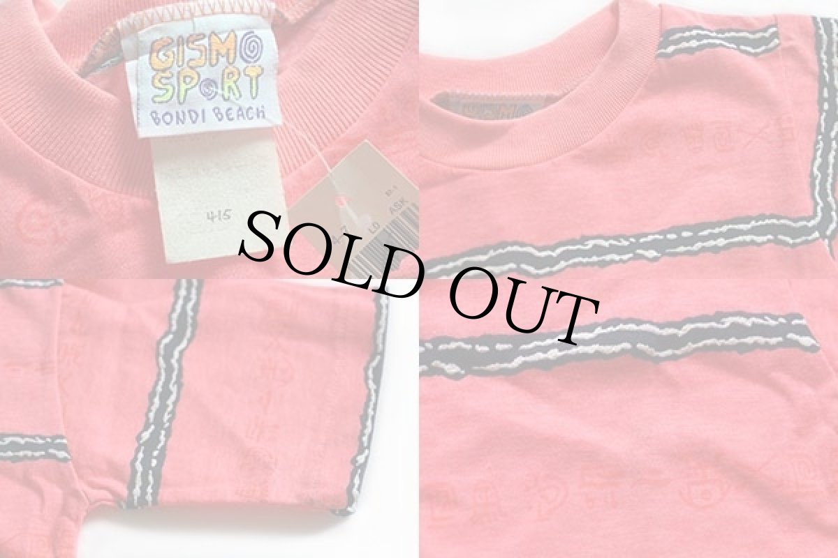 画像3: デッドストック★90s USA製 GISMO SPORT ボーダー コットンTシャツ 蛍光ピンク キッズM (3)