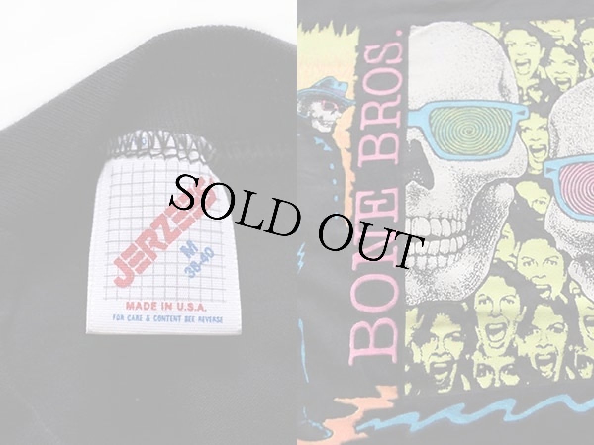 画像3: デッドストック★80s USA製 BONE BROS. スカル 蛍光プリント Tシャツ 黒 M (3)