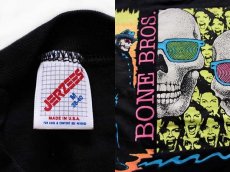 画像3: デッドストック★80s USA製 BONE BROS. スカル 蛍光プリント Tシャツ 黒 M (3)