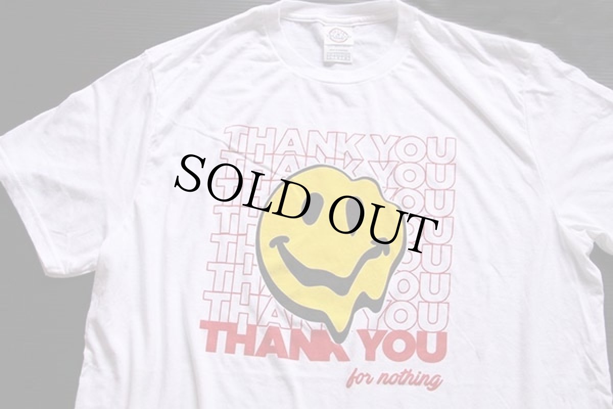 画像1: 未使用★THANK YOU for nothing スマイル パロディ Tシャツ 白 L (1)