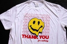 画像1: 未使用★THANK YOU for nothing スマイル パロディ Tシャツ 白 L (1)