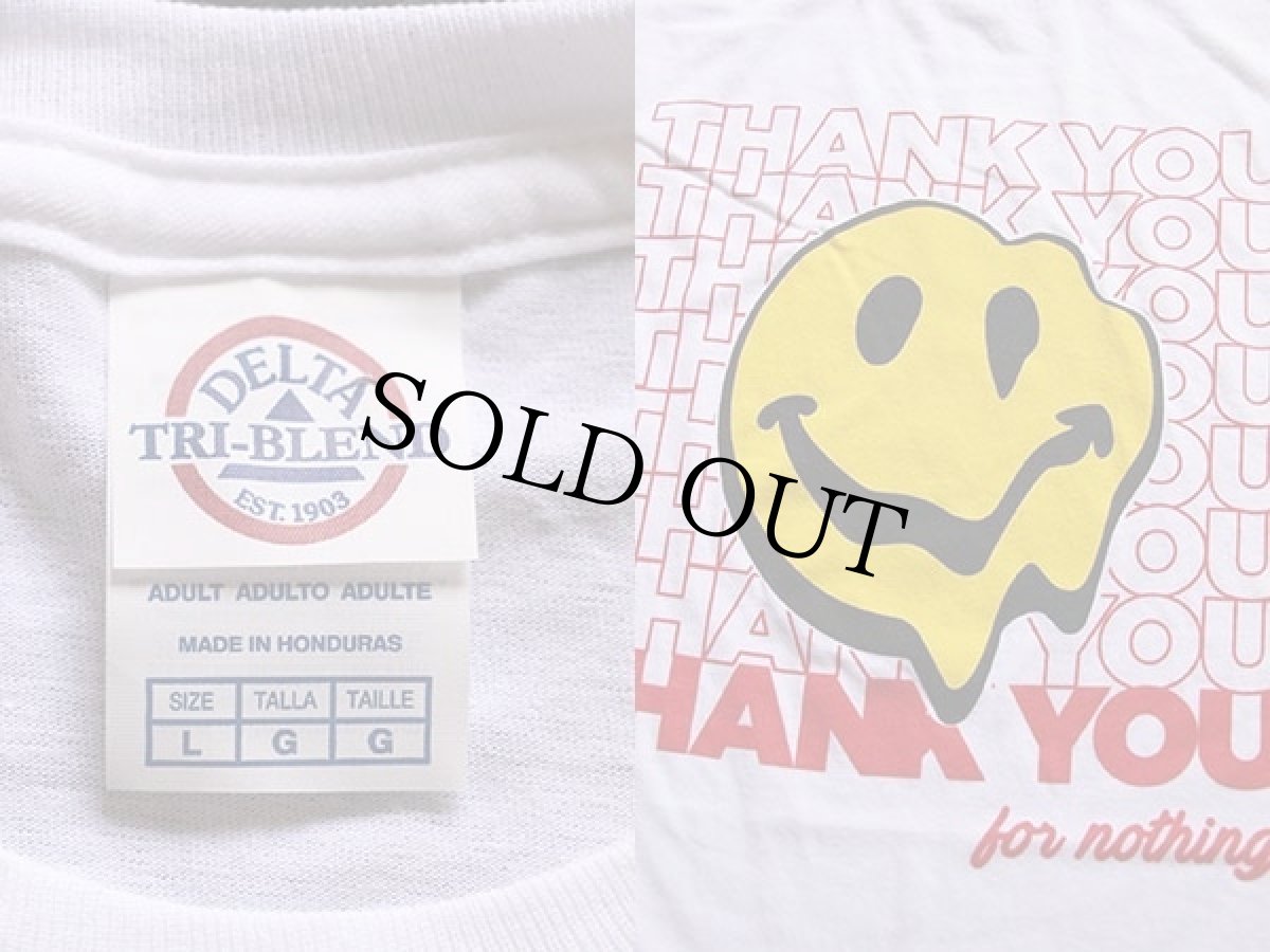画像3: 未使用★THANK YOU for nothing スマイル パロディ Tシャツ 白 L (3)
