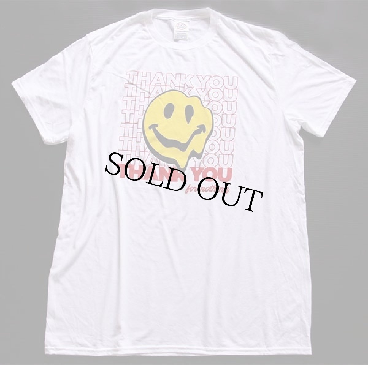 画像2: 未使用★THANK YOU for nothing スマイル パロディ Tシャツ 白 L (2)