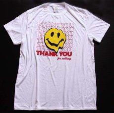 画像2: 未使用★THANK YOU for nothing スマイル パロディ Tシャツ 白 L (2)