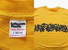 画像3: 80s USA製 Collegiate Pacific BYU フラワー 両面プリント コットンTシャツ 黄 L (3)