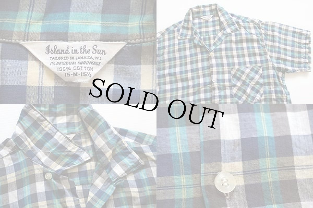 画像3: 60s Island in the Sun チェック 半袖 コットンシャツ M (3)